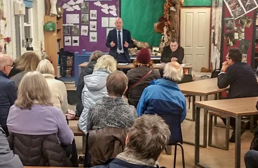 Mark Eastwood speaking at Shepley Village Association