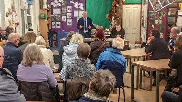 Mark Eastwood speaking at Shepley Village Association